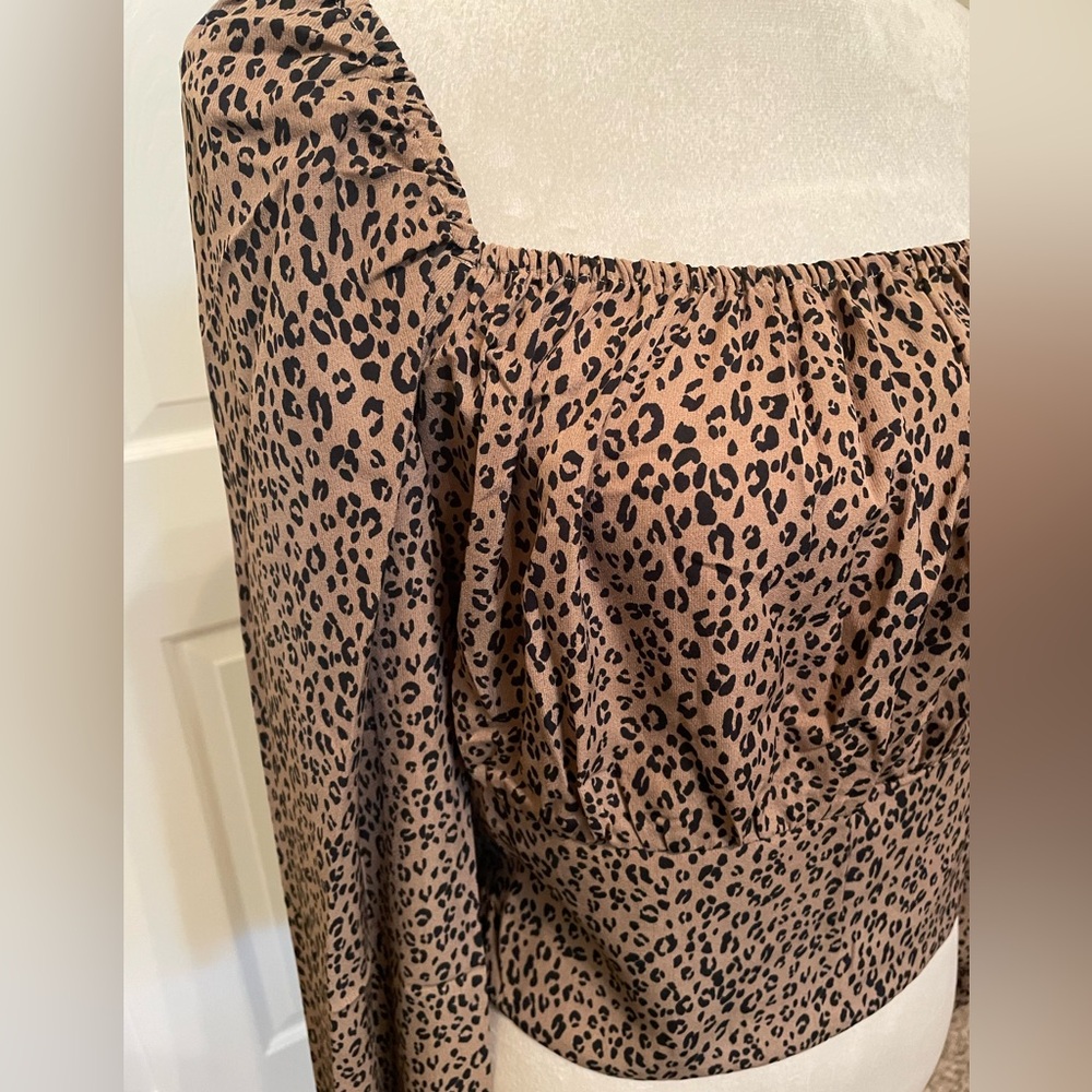 Hem & Thread Animal Print Blouse NWT LG
